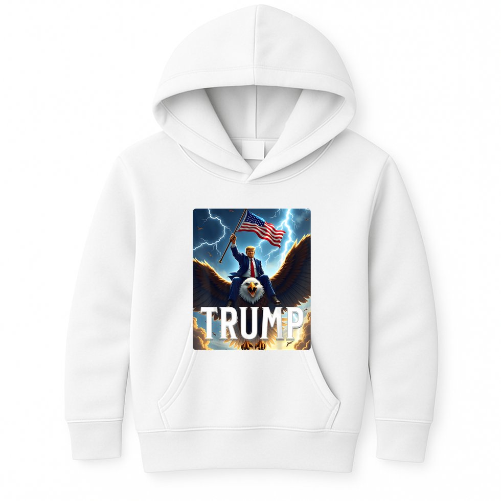 President Trump Riding An Eagle. Patriotic Political Kids Hoodie