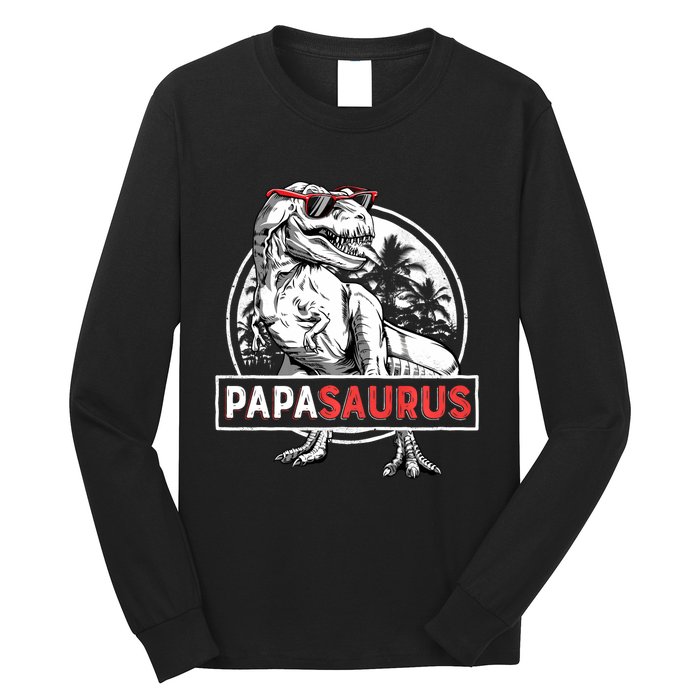 Papasaurus T Rex Dinosaur Funny Papa Saurus Family Matching Long Sleeve Long Sleeve Shirt