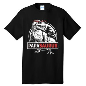 Papasaurus T Rex Dinosaur Funny Papa Saurus Family Matching Long Sleeve Tall T-Shirt