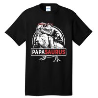 Papasaurus T Rex Dinosaur Funny Papa Saurus Family Matching Long Sleeve Tall T-Shirt