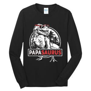 Papasaurus T Rex Dinosaur Funny Papa Saurus Family Matching Long Sleeve Tall Long Sleeve T-Shirt