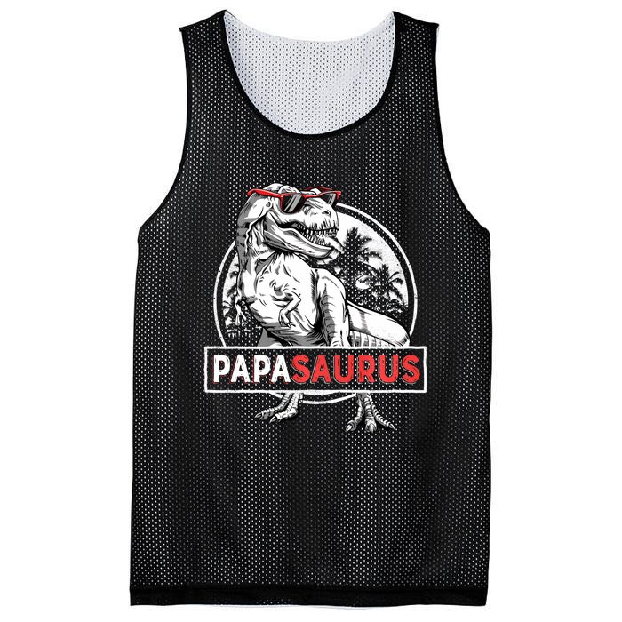 Papasaurus T Rex Dinosaur Funny Papa Saurus Family Matching Long Sleeve Mesh Reversible Basketball Jersey Tank