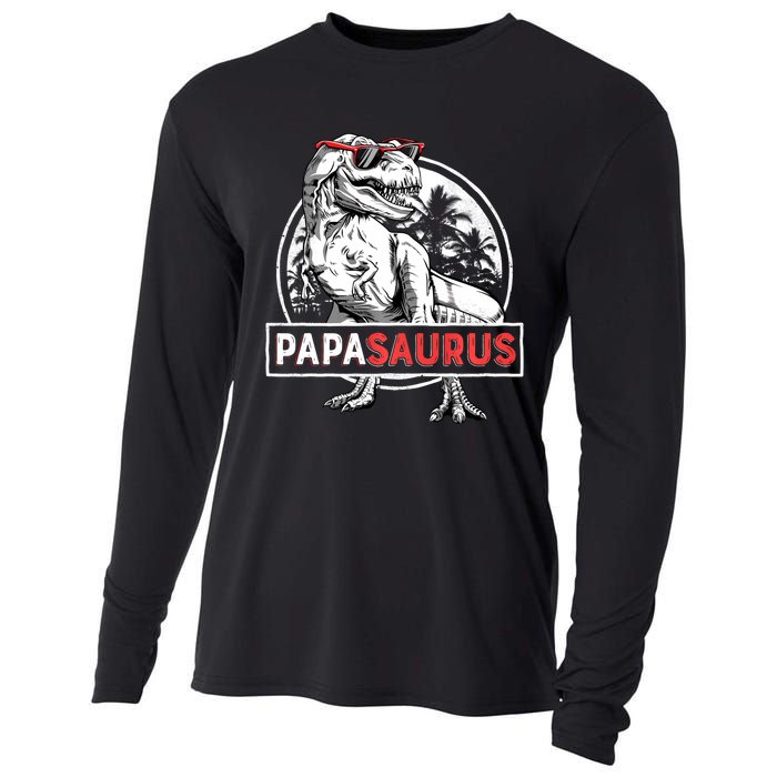 Papasaurus T Rex Dinosaur Funny Papa Saurus Family Matching Long Sleeve Cooling Performance Long Sleeve Crew