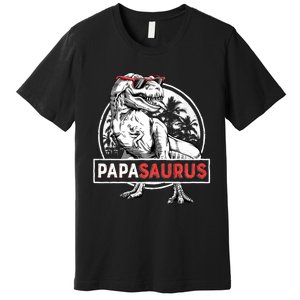 Papasaurus T Rex Dinosaur Funny Papa Saurus Family Matching Long Sleeve Premium T-Shirt