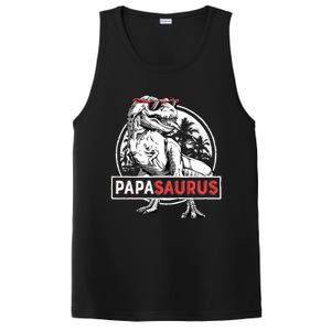 Papasaurus T Rex Dinosaur Funny Papa Saurus Family Matching Long Sleeve PosiCharge Competitor Tank