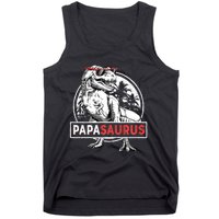 Papasaurus T Rex Dinosaur Funny Papa Saurus Family Matching Long Sleeve Tank Top