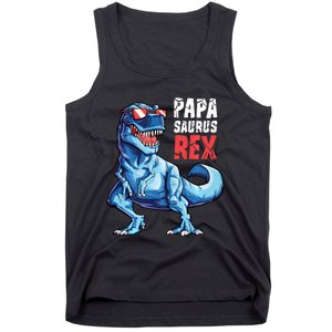 Papasaurus T Rex Dinosaur Funny Papa Saurus Family Matching Long Sleeve Tank Top