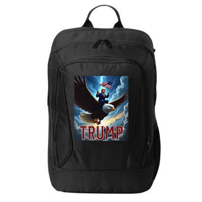 President Trump Riding An Eagle. Patriotic Political City Backpack
