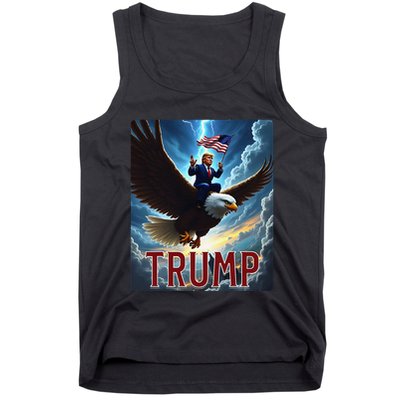 President Trump Riding An Eagle. Patriotic Political Tank Top