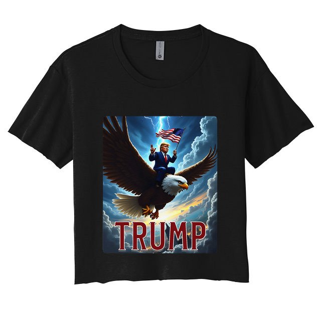 President Trump Riding An Eagle. Patriotic Political Crop Top