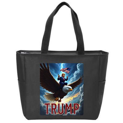 President Trump Riding An Eagle. Patriotic Political Zip Tote Bag
