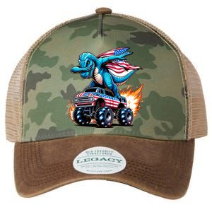 Patriotic T Rex Dabbing Monster Truck Legacy Tie Dye Trucker Hat