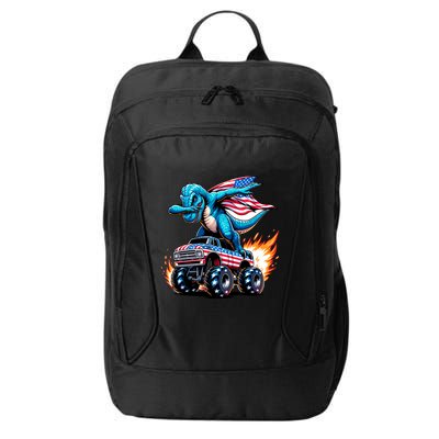 Patriotic T Rex Dabbing Monster Truck City Backpack