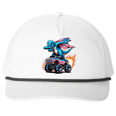 Patriotic T Rex Dabbing Monster Truck Snapback Five-Panel Rope Hat