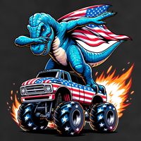 Patriotic T Rex Dabbing Monster Truck Adult Drive Performance Visor