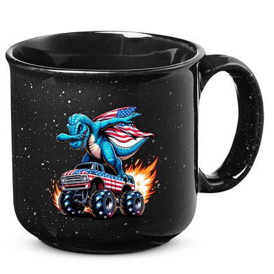 Patriotic T Rex Dabbing Monster Truck 15oz Campfire Ceramic Mug
