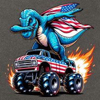 Patriotic T Rex Dabbing Monster Truck Cotton Canvas Backpack