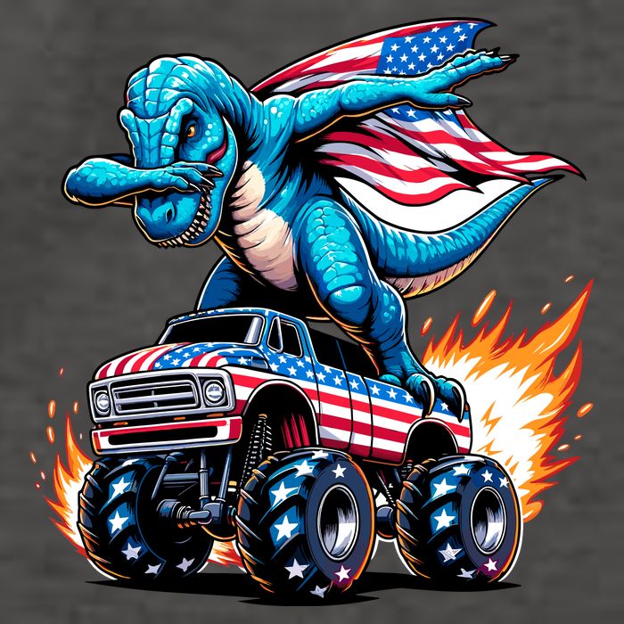 Patriotic T Rex Dabbing Monster Truck Vector Backpack