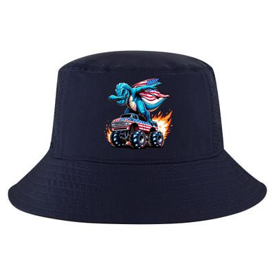 Patriotic T Rex Dabbing Monster Truck Cool Comfort Performance Bucket Hat