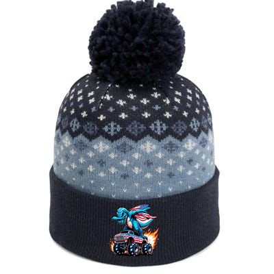 Patriotic T Rex Dabbing Monster Truck The Baniff Cuffed Pom Beanie