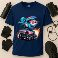 Patriotic T Rex Dabbing Monster Truck Cooling Performance Crew T-Shirt