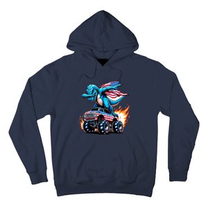 Patriotic T Rex Dabbing Monster Truck Hoodie