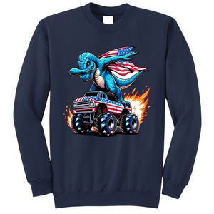 Patriotic T Rex Dabbing Monster Truck Sweatshirt