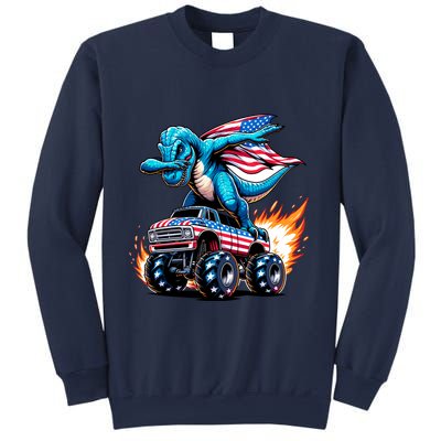 Patriotic T Rex Dabbing Monster Truck Sweatshirt