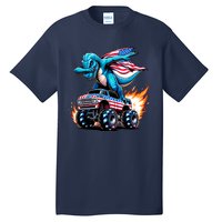 Patriotic T Rex Dabbing Monster Truck Tall T-Shirt