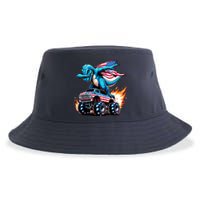 Patriotic T Rex Dabbing Monster Truck Sustainable Bucket Hat