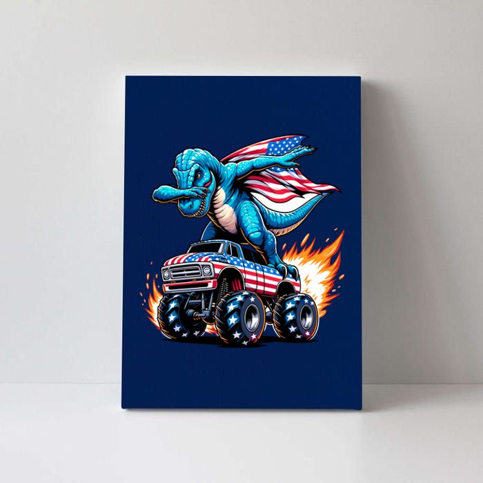 Patriotic T Rex Dabbing Monster Truck Canvas