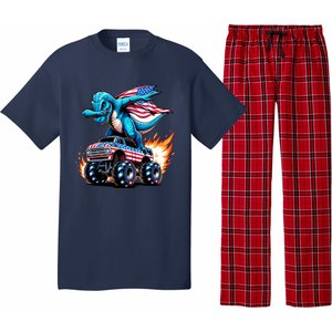 Patriotic T Rex Dabbing Monster Truck Pajama Set