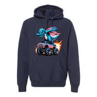 Patriotic T Rex Dabbing Monster Truck Premium Hoodie