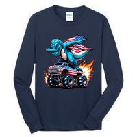 Patriotic T Rex Dabbing Monster Truck Tall Long Sleeve T-Shirt