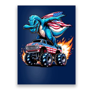 Patriotic T Rex Dabbing Monster Truck Poster