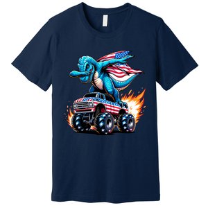 Patriotic T Rex Dabbing Monster Truck Premium T-Shirt