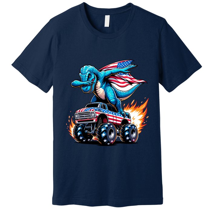 Patriotic T Rex Dabbing Monster Truck Premium T-Shirt