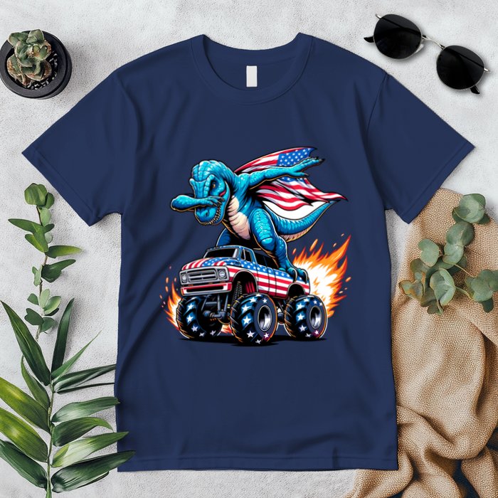 Patriotic T Rex Dabbing Monster Truck Premium T-Shirt