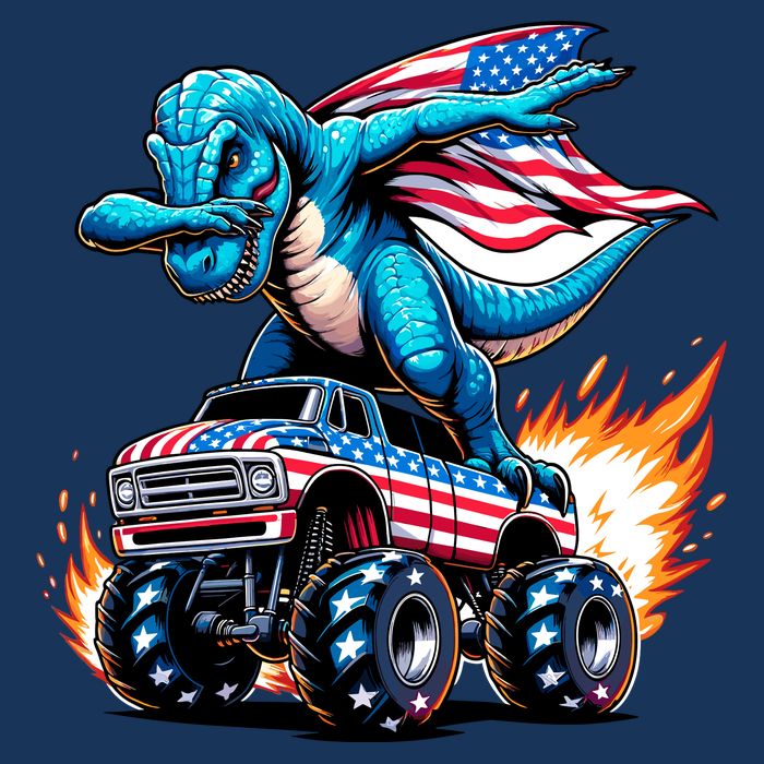 Patriotic T Rex Dabbing Monster Truck Premium T-Shirt