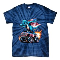 Patriotic T Rex Dabbing Monster Truck Tie-Dye T-Shirt