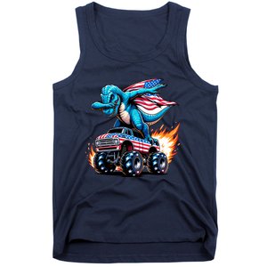 Patriotic T Rex Dabbing Monster Truck Tank Top