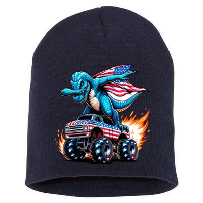 Patriotic T Rex Dabbing Monster Truck Short Acrylic Beanie