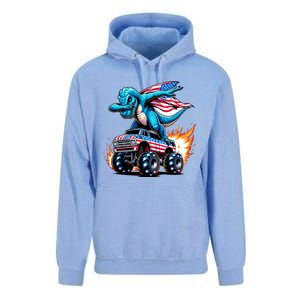 Patriotic T Rex Dabbing Monster Truck Unisex Surf Hoodie