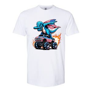 Patriotic T Rex Dabbing Monster Truck Softstyle CVC T-Shirt