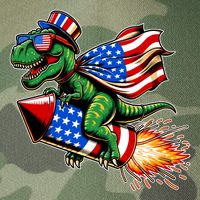 Patriotic T Rex Riding Firework 4th Of July Legacy Tie Dye Trucker Hat