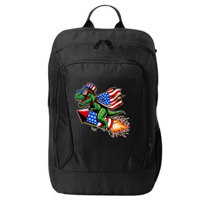 Patriotic T Rex Riding Firework 4th Of July City Backpack
