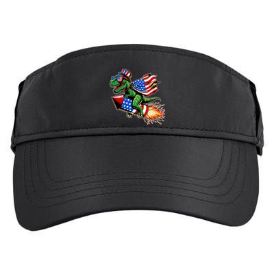 Patriotic T Rex Riding Firework 4th Of July Adult Drive Performance Visor