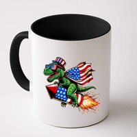 Patriotic T Rex Riding Firework 4th Of July Mug