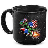 Patriotic T Rex Riding Firework 4th Of July 15oz Campfire Ceramic Mug