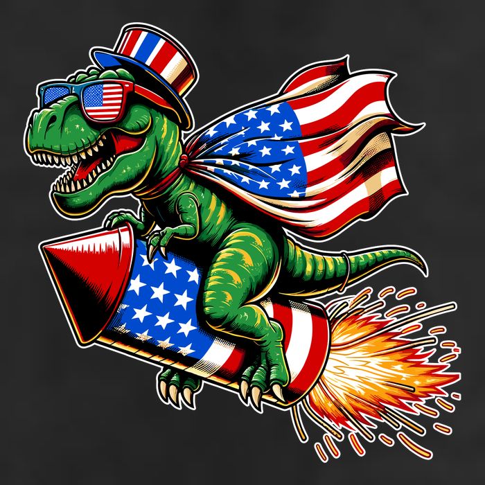 Patriotic T Rex Riding Firework 4th Of July Crop Fleece Hoodie